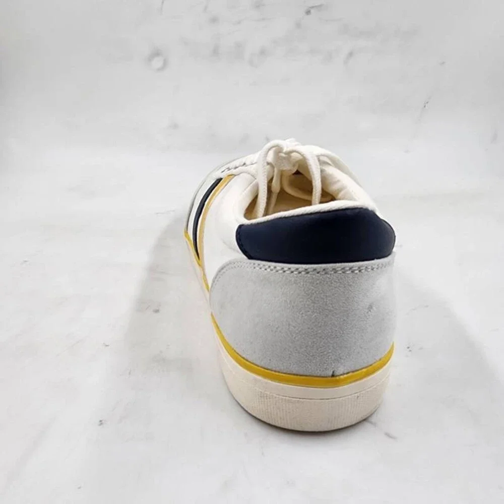 Club Room Noah Stripe Lace-Up Sneakers Men's 7 Yellow Multi Round Toe Slip On